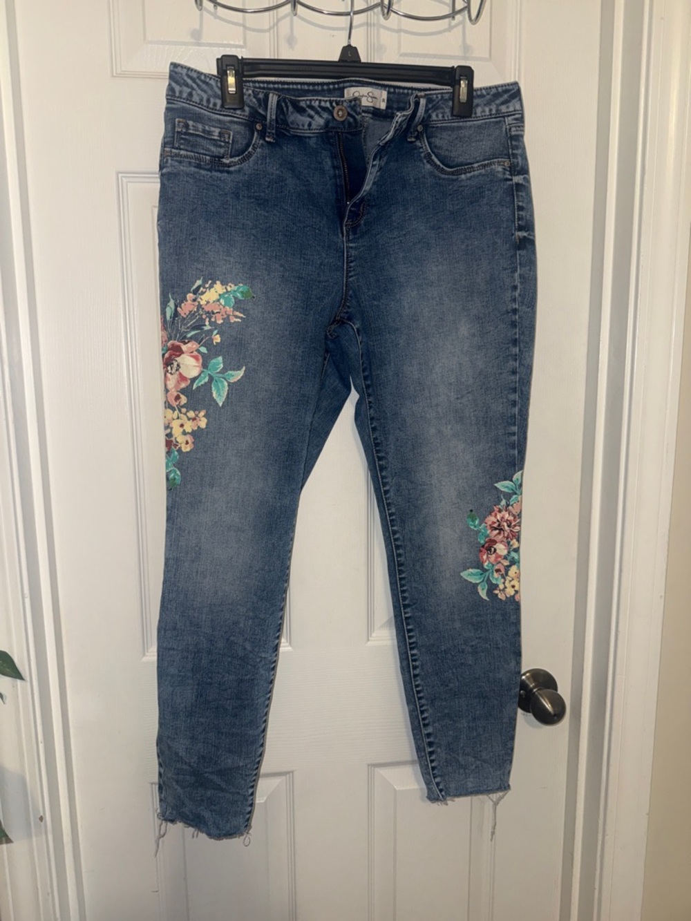 Floral Embroidered Blue Women's Rae Hem Jeans